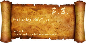 Pulszky Béla névjegykártya